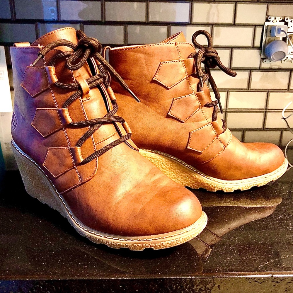Leather Wedge Boots